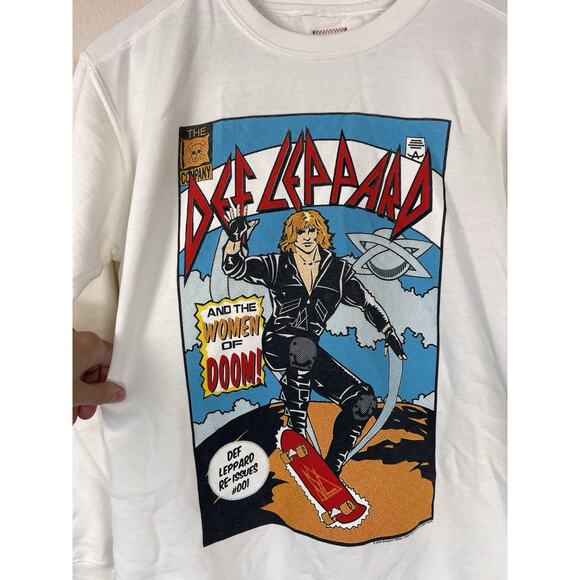 People of Leisure Def Leppard S Graphic Sweatshirt White Women - Picture 7 of 10